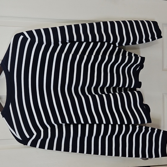 Nine West Navy Striped Gold Button Up Cardigan Sz XL - Picture 6 of 7